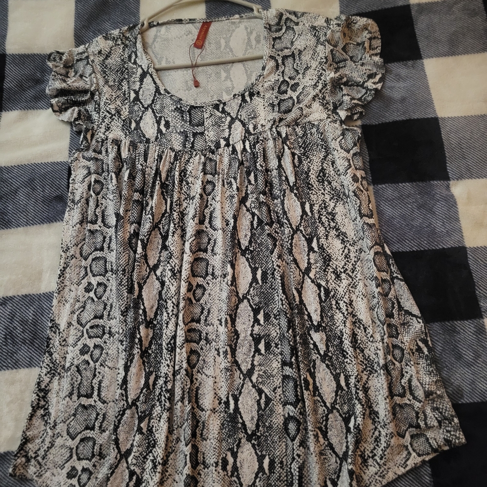 Snake Print Women's Flowy Summer Tunic Top